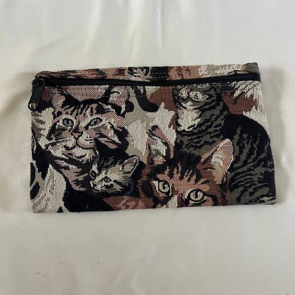 Embroidered Cat Wallet Pouch Cat Lady Kitty Feline Cottagecore - Picture 2 of 3